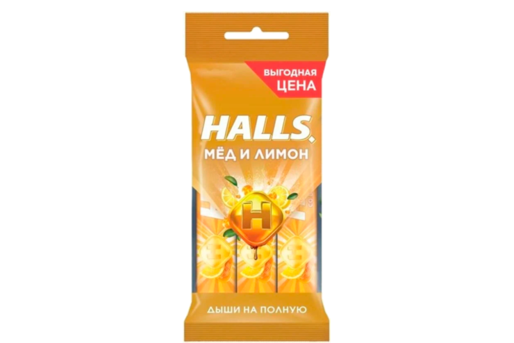 Карамель леденцовая «Halls» со вкусом меда и лимона, 75 г