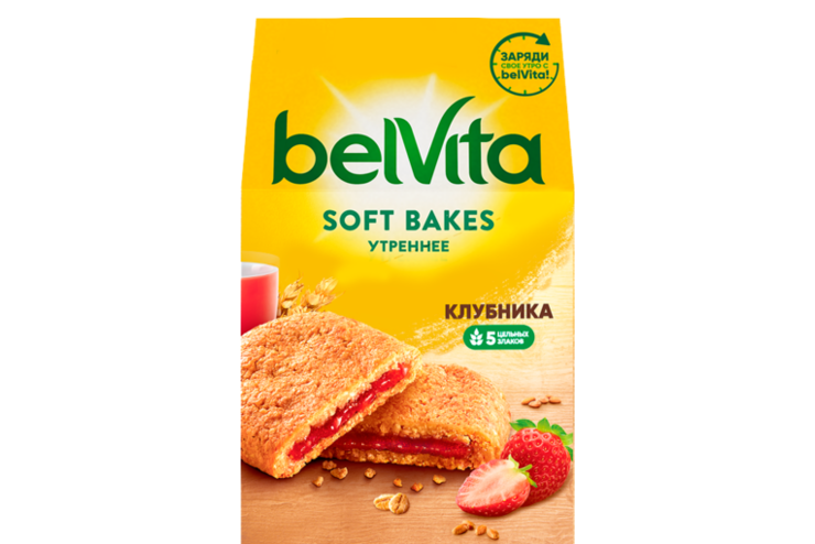 Печенье «BelVita» Soft bakes, Утреннее с клубникой, 250 г – купить по ...