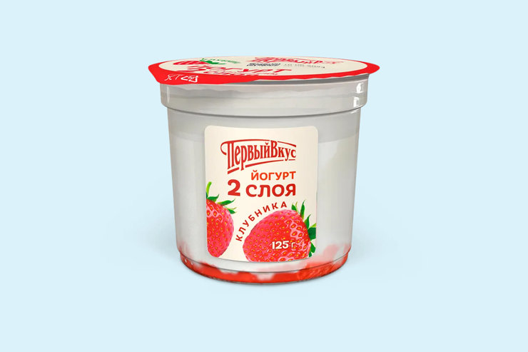 Йогурт двухслойный 6% «Первый вкус» Клубника, 125 г