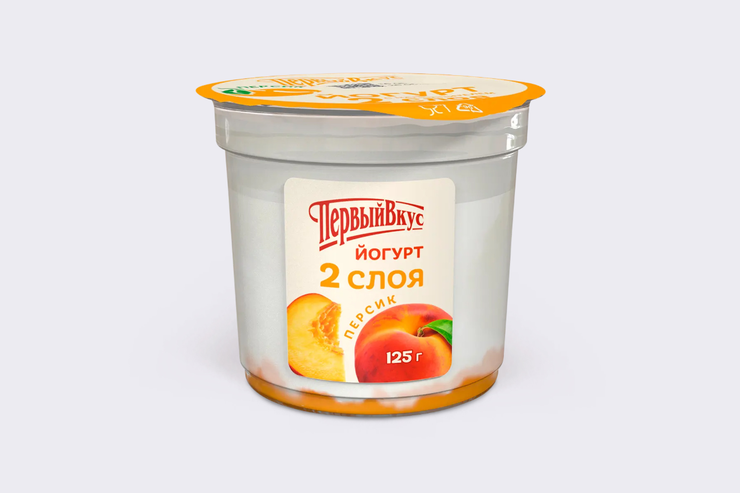 Йогурт двухслойный 6% «Первый вкус» Персик, 125 г