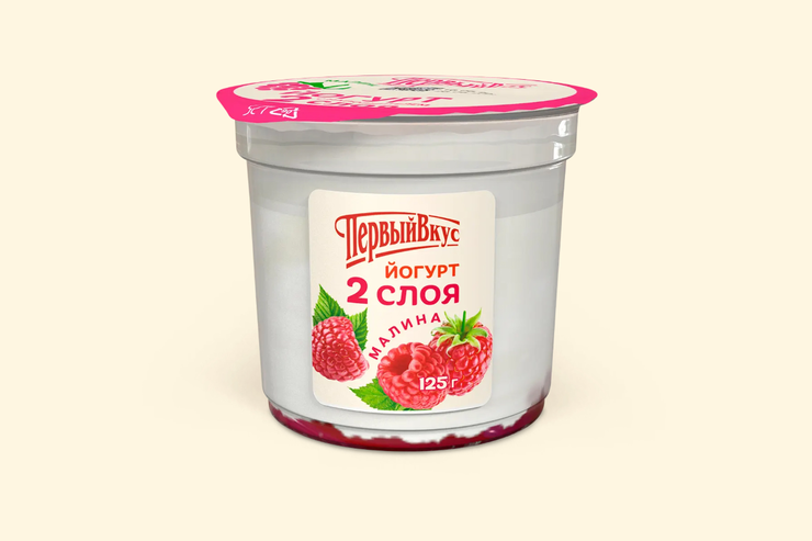 Йогурт двухслойный 6% «Первый вкус» Малина, 125 г