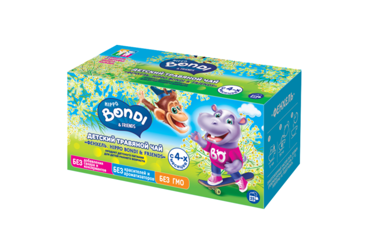 Чай детский «Hippo Bondi & Friends» Фенхель, 25 пакетиков, 25 г