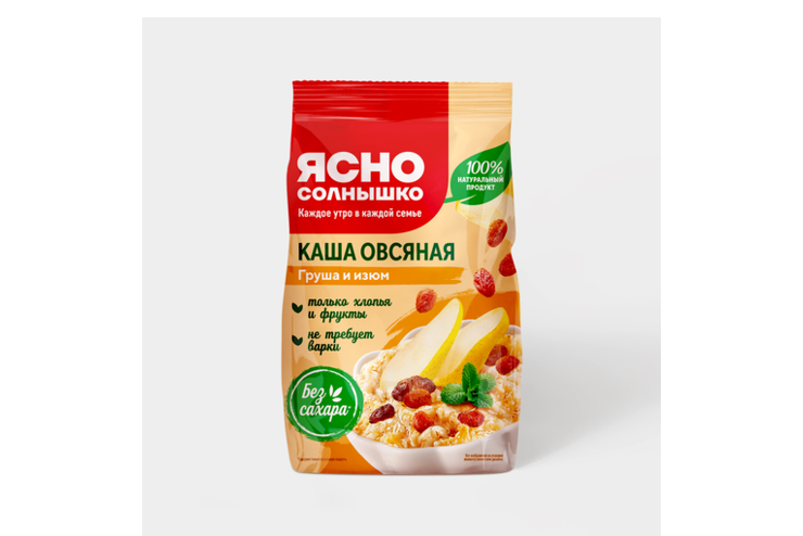 Каша овсяная «Ясно солнышко» С грушей и изюмом, 300 г – купить по ...