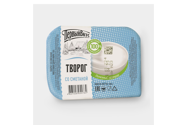Творог 7% «Первый вкус» со сметаной, 130 г – купить по приятной цене с ...