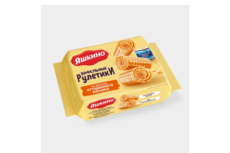 Вафельные рулетики «Яшкино» со вкусом сгущённого молока, 160 г – купить ...