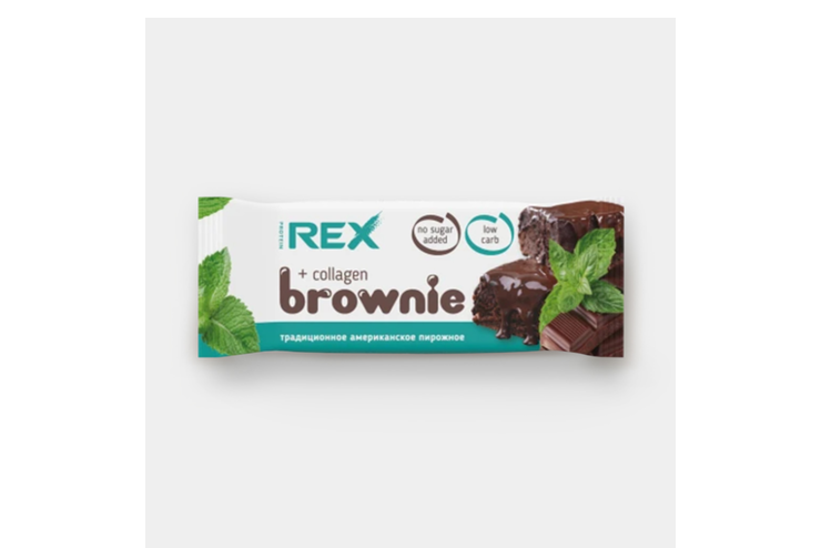 Пирожное протеиновое «ProteinRex» «Брауни» мятное с коллагеном, без ...