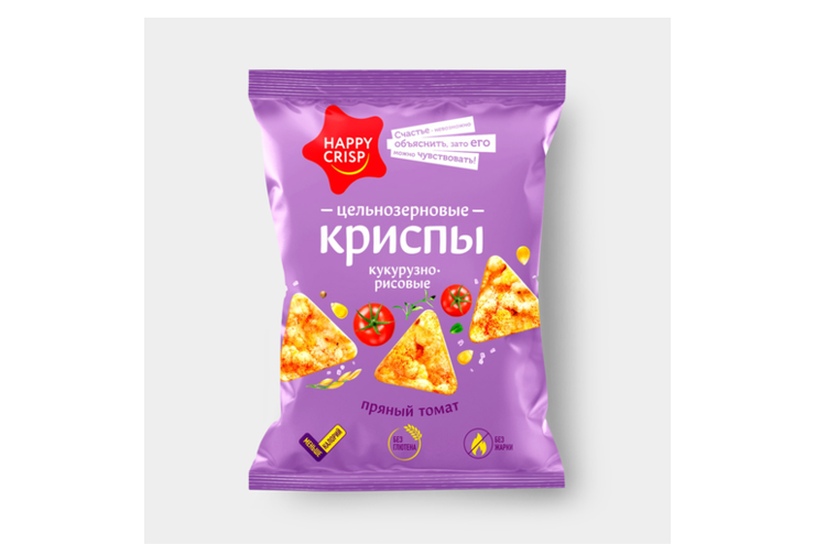 Чипсы цельнозерновые «HAPPY CRISP» кукурузно-рисовые «Пряный томат», 50 ...