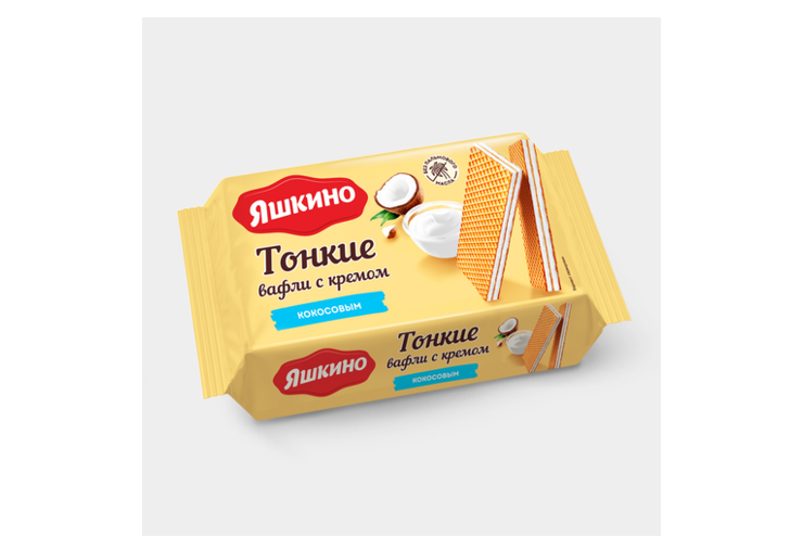 Вафли тонкие «Яшкино» с кокосовым кремом, 144 г – купить по приятной ...