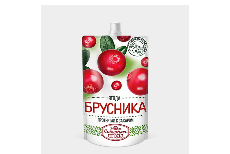 Брусника «Сибирская Ягода» протертая с сахаром, 280 г – купить по ...
