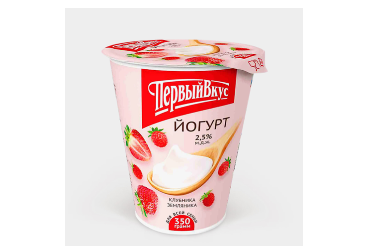 Йогурт 2.5% «Первый вкус» Клубника-земляника, 350 г – купить по ...