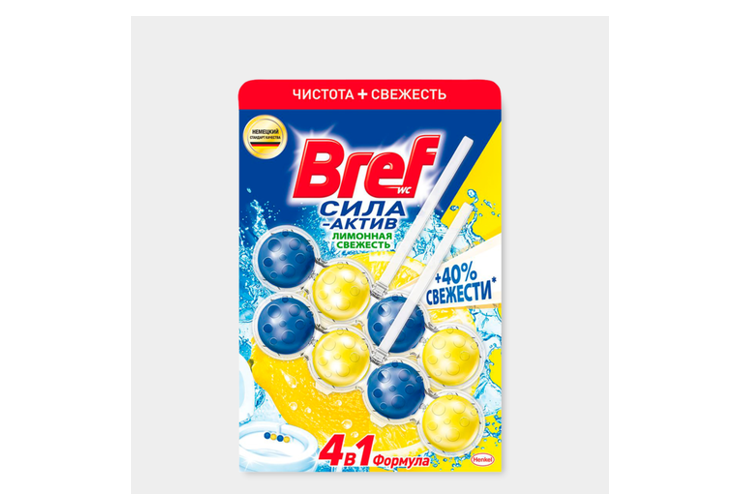 Туалетный блок «Бреф» Сила-актив лимонная свежесть, 100 г – купить по ...