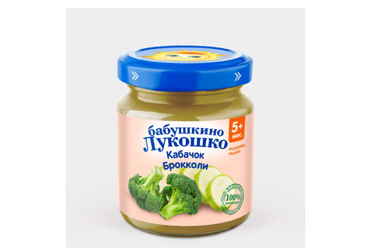 Пюре «Бабушкино лукошко» Кабачок и капуста брокколи, 100 г – купить по ...