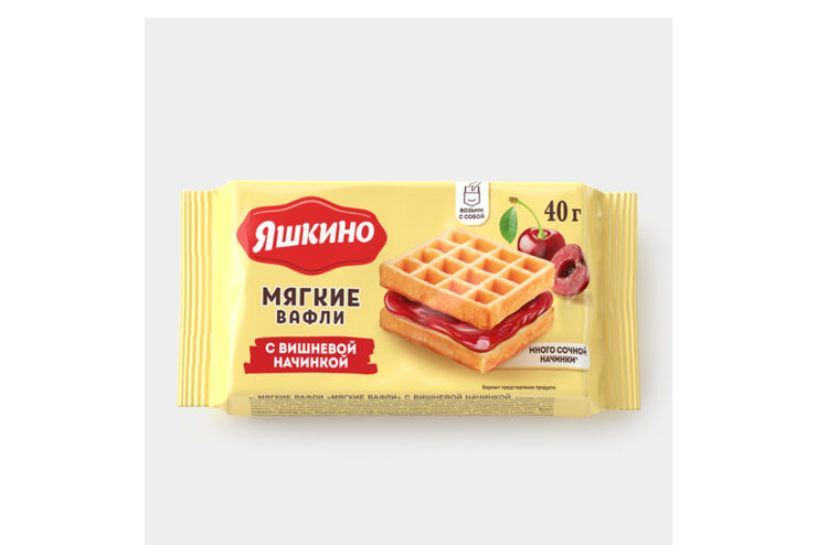 Мягкие вафли «Яшкино» с вишневым джемом, 40 г – купить по приятной цене ...