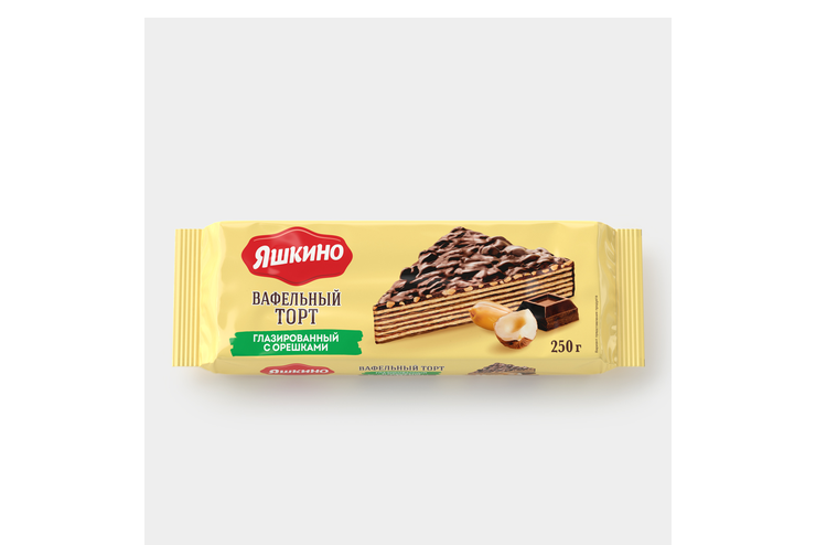Торт «Яшкино» вафельный с орехом, глазированный, 250 г – купить по ...