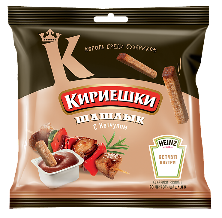 Сухарики «Кириешки» со вкусом шашлыка и кетчупом Heinz, 85 г – купить ...