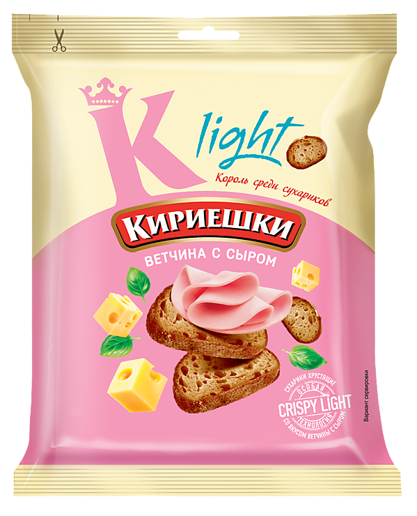 Сухарики «Кириешки Light» со вкусом ветчины с сыром, 33 г – купить по ...