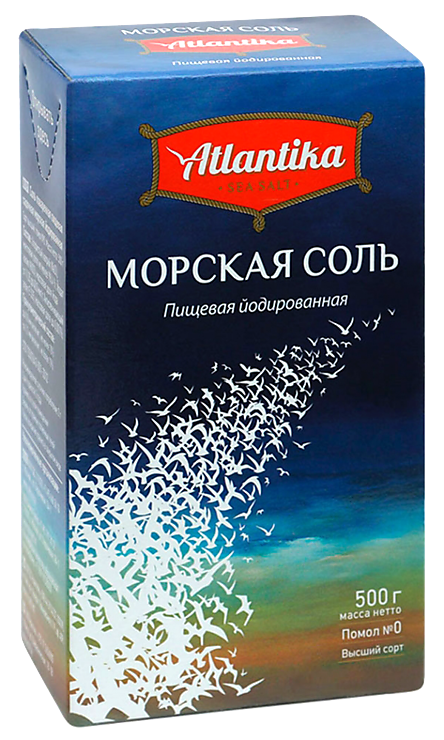 Соль морская «Atlantika» мелкая, йодированная, 500 г – купить по ...