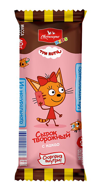 Сырок творожный 16% «Свитлогорье» Три кота, с какао, 40 г – купить по ...