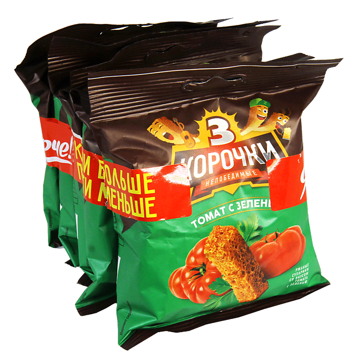 Сухарики «3 Корочки» Со вкусом томата и зелени, 200 г – купить по ...