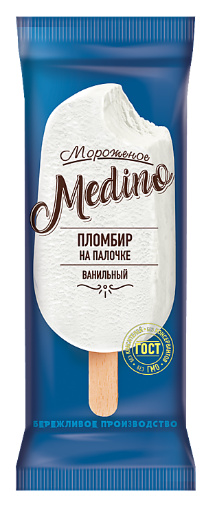 Мороженое «Medino» ванильный пломбир на палочке, 60 г – купить по ...