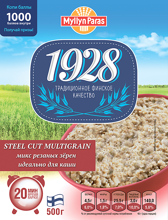 Резаного овса 1928. Каша Myllyn paras 1928. Myllyn paras микс резаных зерен. Геркулес Myllyn paras 500г. Мюллюн Парас 500г.