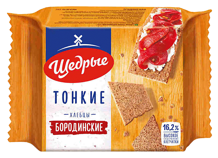 Хлебцы «Щедрые» Бородинские, тонкие, 170 г – купить по приятной цене с ...