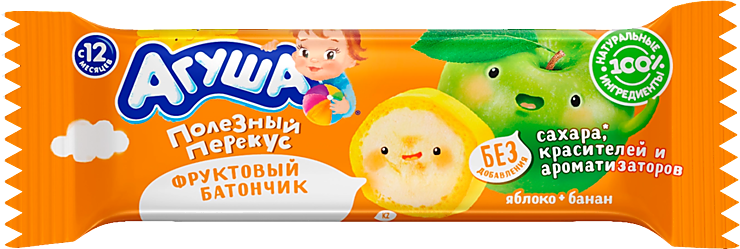 Батончик фруктовый «Агуша» Яблоко-банан, 15 г – купить по приятной цене ...
