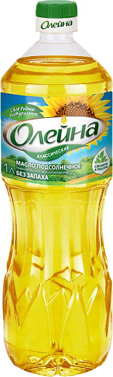 Масло подсолнечное «Олейна» рафинированное дезодорированное, 1 л ...