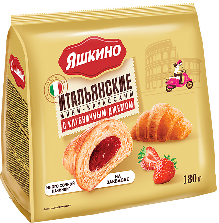Мини-круассан «Яшкино» с клубничным джемом, 180 г – купить по приятной ...