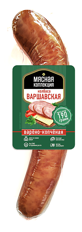 Колбаса «Мясная коллекция» Варшавская варено-копченая, 190 г – купить ...