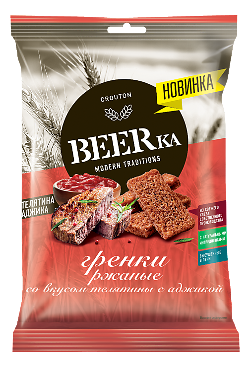 Гренки «Beerka» со вкусом телятины с аджикой, 60 г – купить по приятной ...