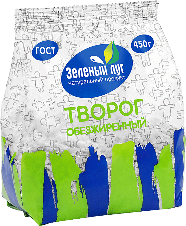 Творог 1.8% «Зеленый луг» обезжиренный, 450 г – купить по приятной цене ...