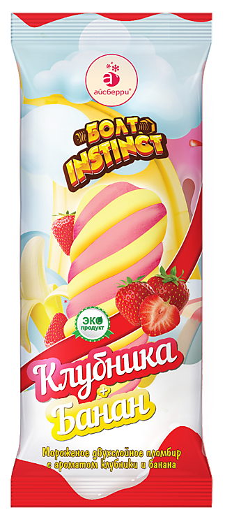 Мороженое «Филевское» Instinct Болт с клубникой и бананом, 55 г ...