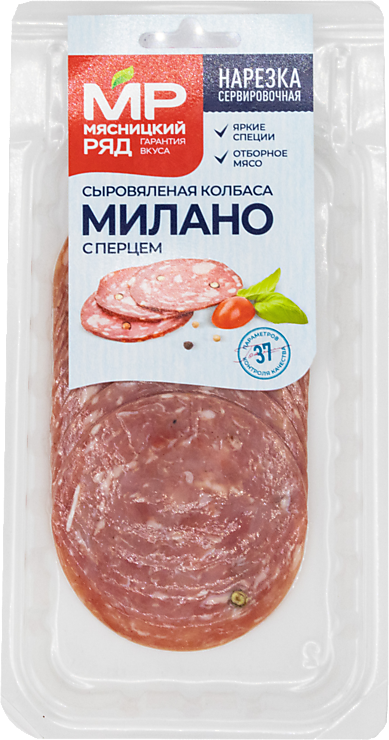 Колбаса «Мясницкий ряд» «Милано» сыровяленая полусухая, в нарезке, 90 г ...