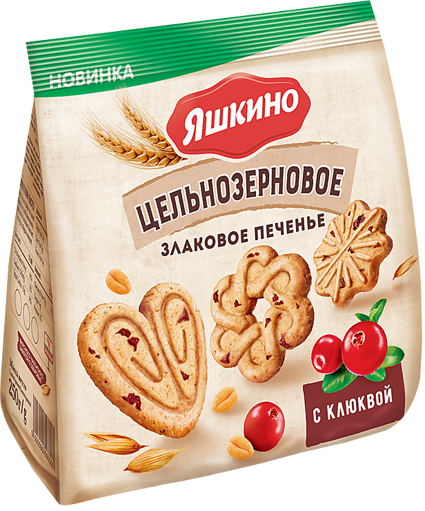 Печенье цельнозерновое «Яшкино» злаковое с клюквой, 250 г – купить по ...