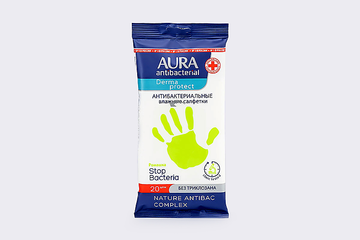 Влажные салфетки «Aura» Ромашка антибактериальные, 20 шт – купить по ...