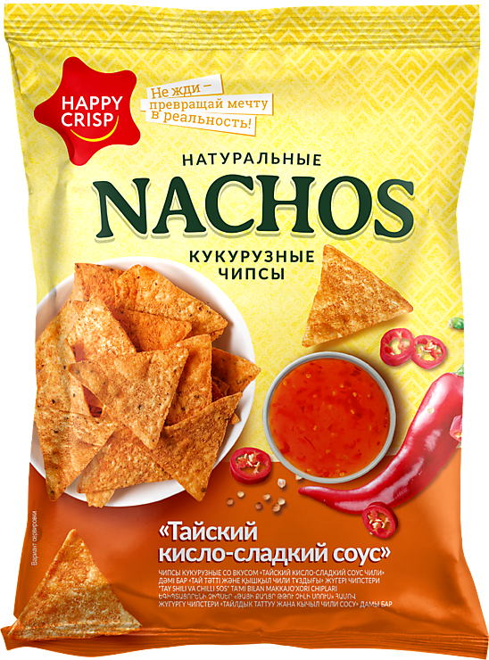 Чипсы кукурузные «HAPPY CRISP» Nachos со вкусом «Тайский кисло-сладкий ...