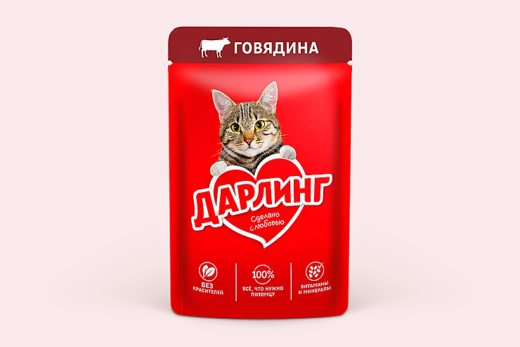 Корм для кошек «Дарлинг» Говядина, 75 г – купить по приятной цене с ...