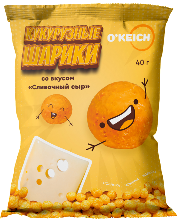Кукурузные шарики «ОКЕЙЧ» «Сливочный сыр», 40 г – купить по приятной ...