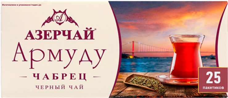 Чай черный «Азерчай» Армуду с чабрецом, 25 пакетиков, 40 г – купить по ...