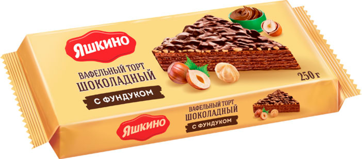 Торт вафельный «Яшкино» шоколадный с фундуком, глазированный, 250 г ...