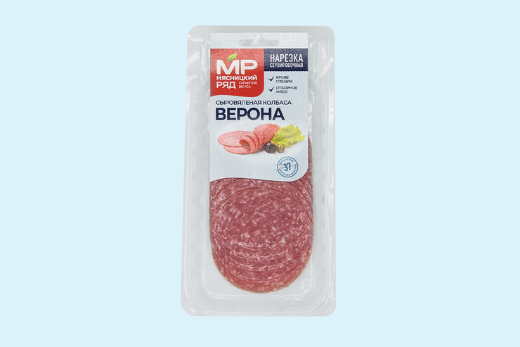 Колбаса «Мясницкий ряд» «Верона» сыровяленая полусухая, в нарезке, 90 г ...