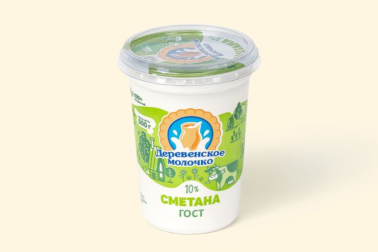 Сметана, 10% «Деревенское молочко», 500 г – купить по приятной цене с ...