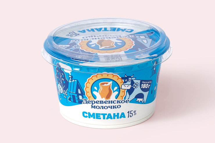 Сметана 15% «Деревенское молочко», 180 г – купить по приятной цене с ...
