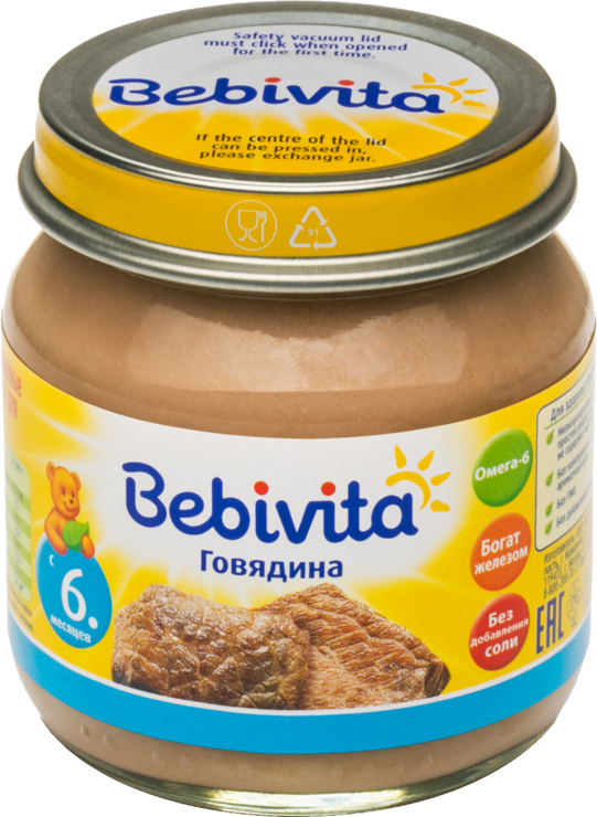 Мясное пюре «Bebivita» Говядина, 100 г – купить по приятной цене с ...