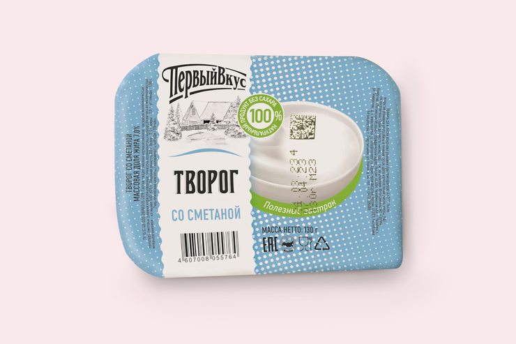 Творог 7% «Первый вкус» со сметаной, 130 г – купить по приятной цене с ...