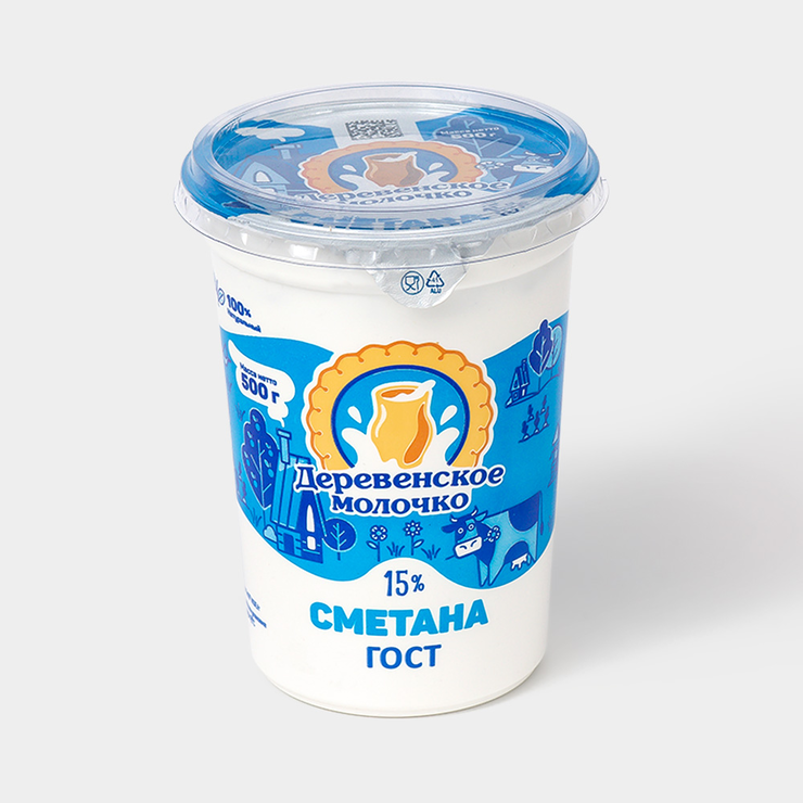 Сметана 15% «Деревенское молочко», 500 г – купить по приятной цене с ...