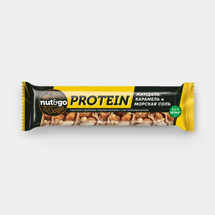 Миндальный батончик «Nut N Go» Protein, с карамелью и морской солью, 40 ...