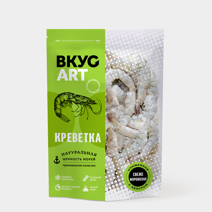 Креветкакоролевская«ВкусАрт»очищеннаясхвостом,500г