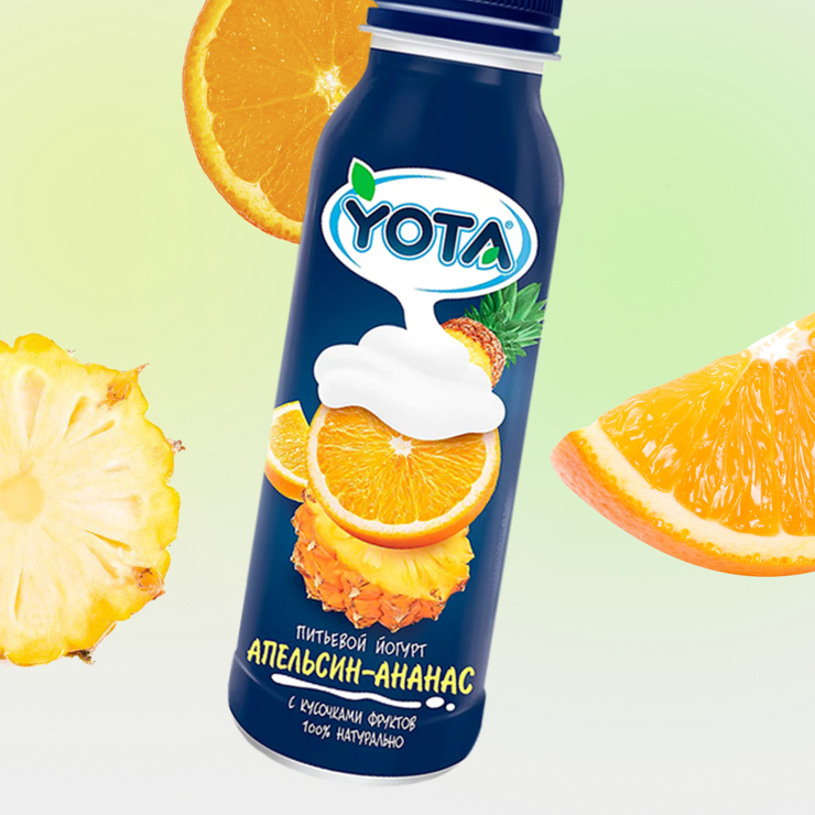 Йогуртпитьевой1.5%«Yota»апельсин-ананас,300г